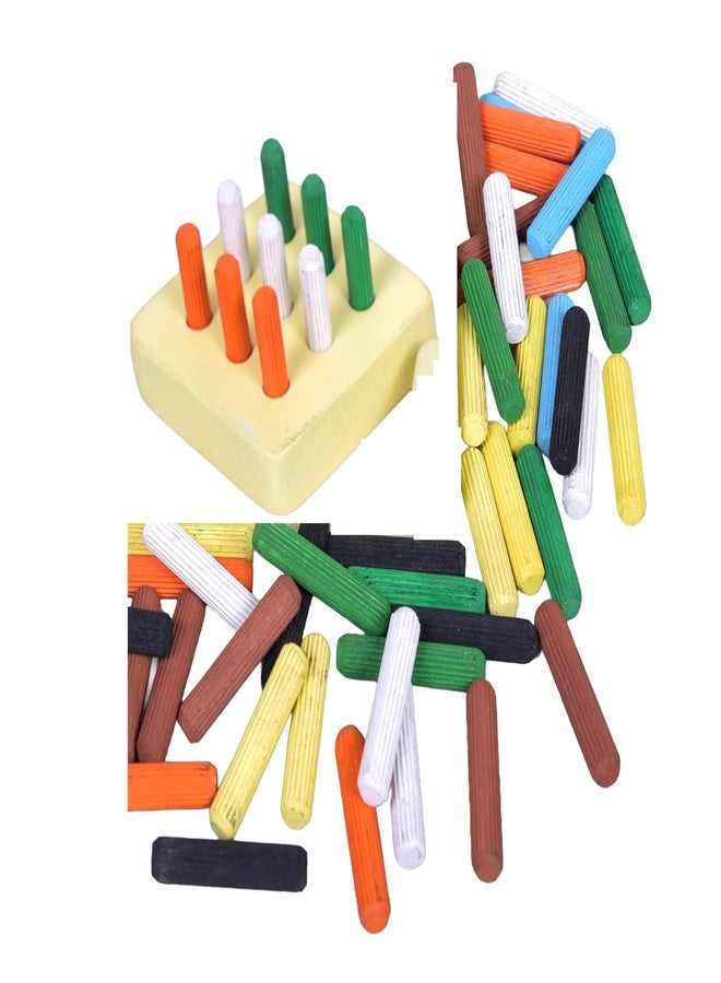 RCW Wooden Counting Educational Color Cognition Stacking & Sorting Wooden Toys Shape Sorting & Domino Building Blocks for 3+ Children 1 Board with 9 Multicolor Pins Birthday Gift for Kids & Girl - Image 3
